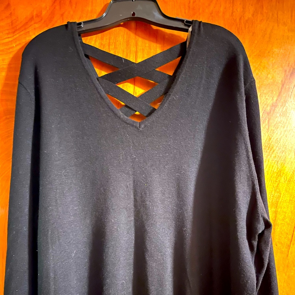 Black Pull Over Black Sweater with back detail